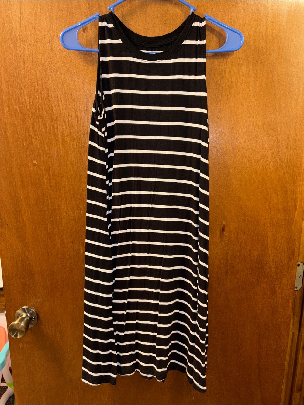 Time and Tru Black and White Striped Tank Maxi Dress